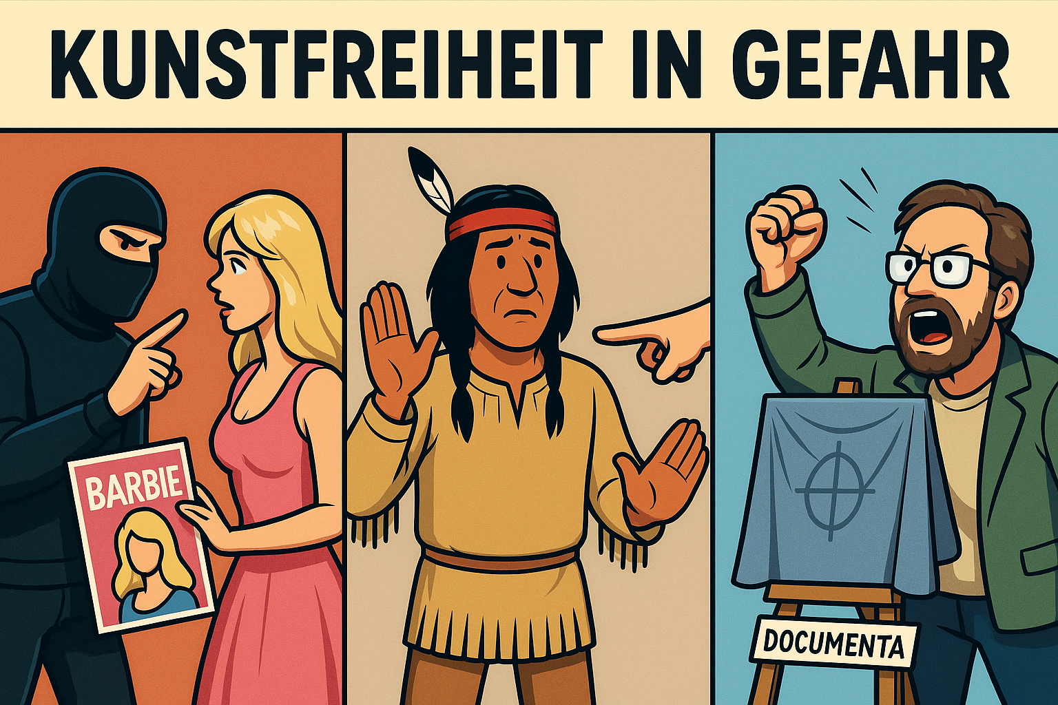 Kunstfreiheit in Gefahr: Das Ideologie-Paradoxon zwischen „Manitu“, „Barbie“ und Documenta