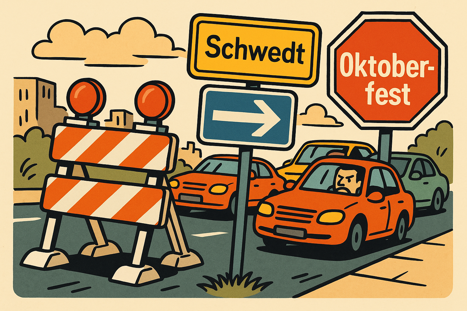 Oktoberfest in Schwedt: Autofahrer brauchen starke Nerven